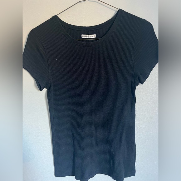 Black Ribbed Short Sleeve Top - Picture 1 of 2